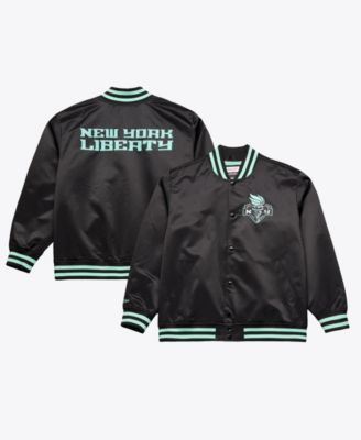 Men's Black New York Liberty Lightweight Full Snap Satin Jacket