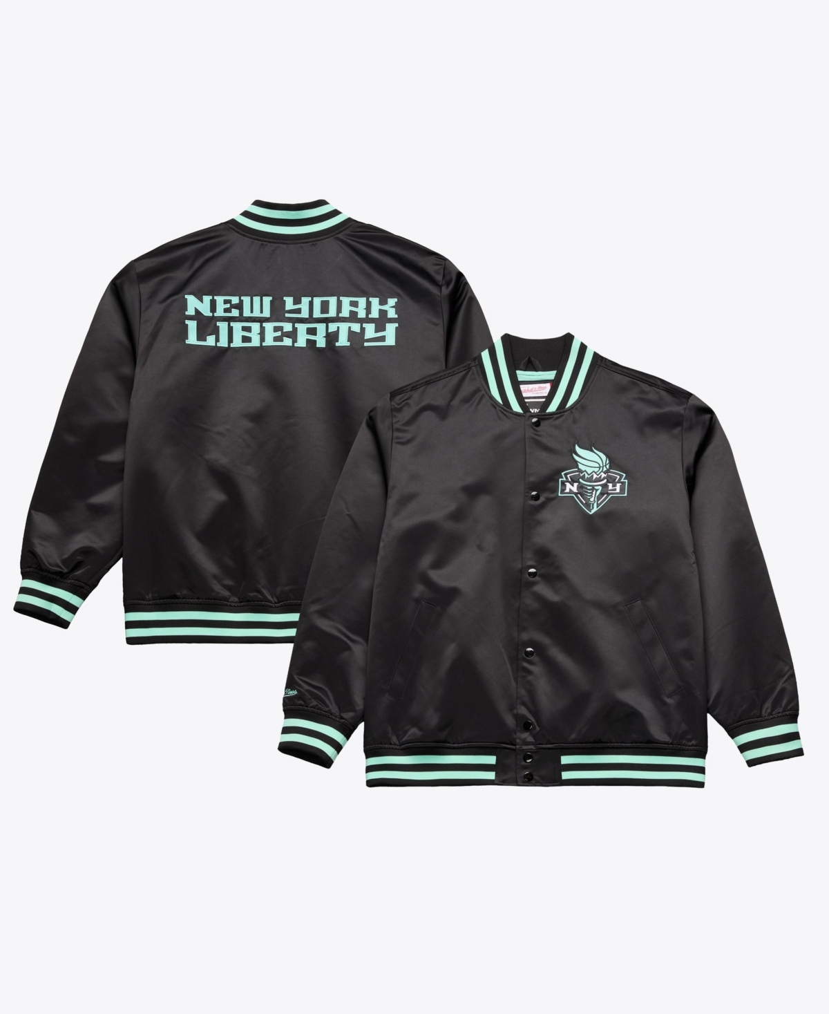 Mitchell & Ness Men's Black New York Liberty Lightweight Full Snap Satin Jacket - Black
