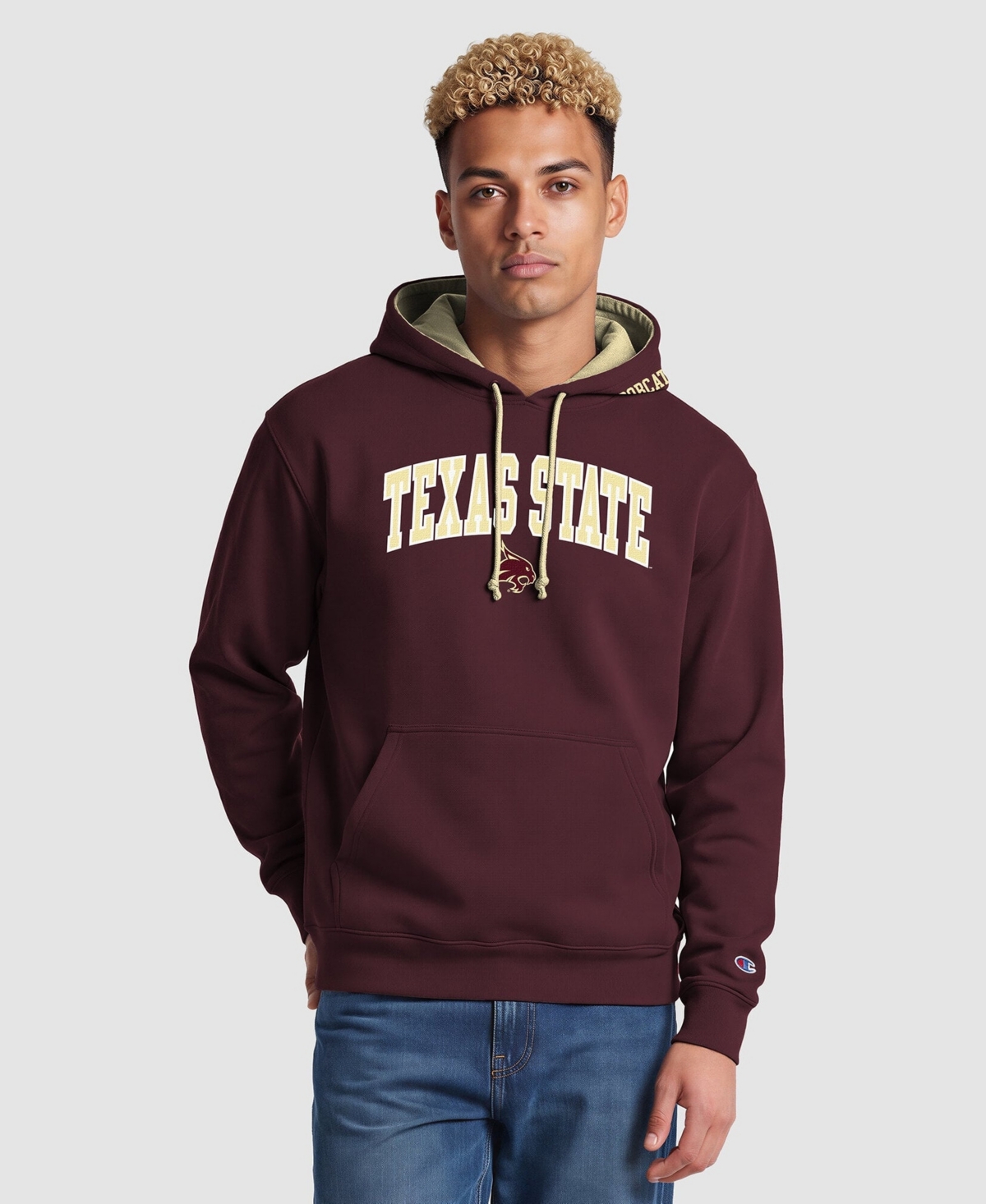 Champion Men's Maroon/Gold Texas State Bobcats Contrast Hoodie - Maroon, Gold