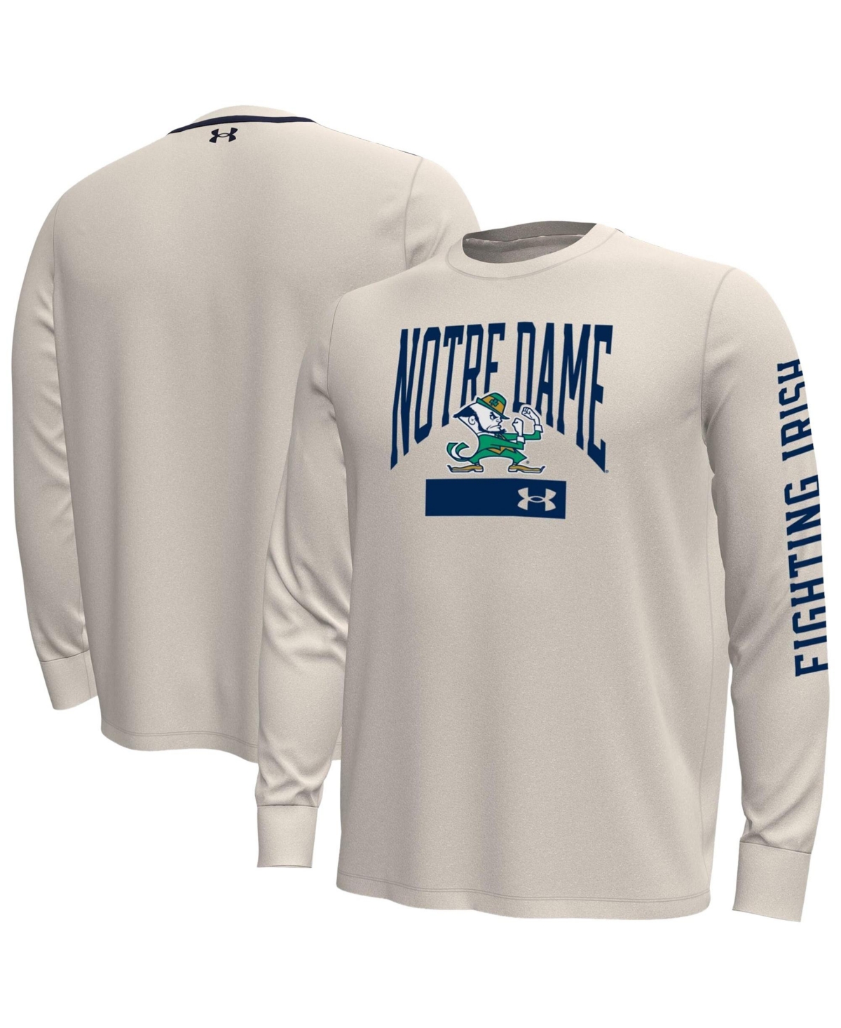 Under Armour Men's Cream Notre Dame Fighting Irish Gameday Motion Heavyweight Long-Sleeve T-Shirt - Cream