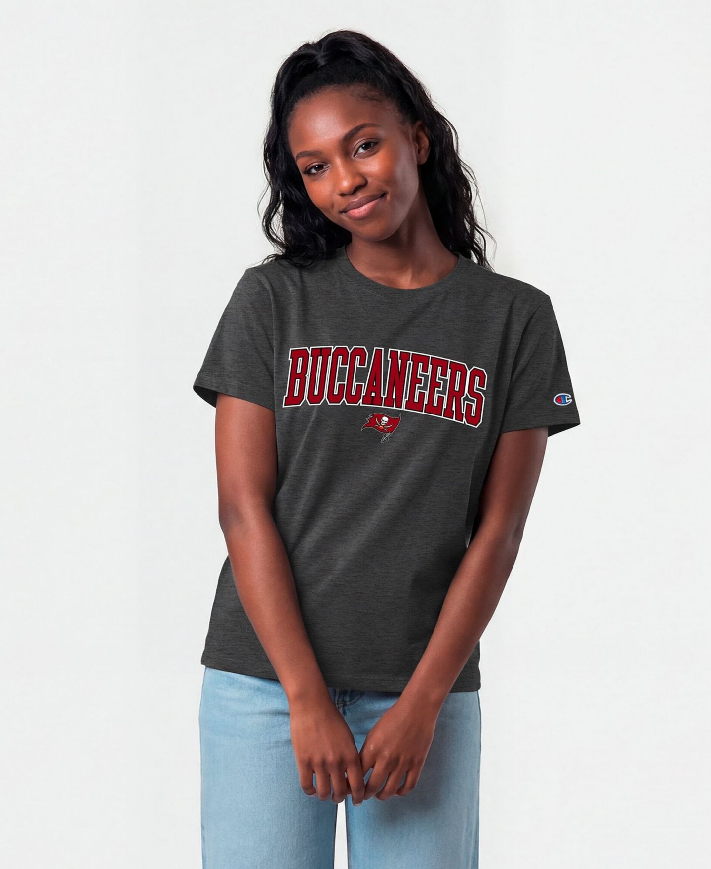 Женская футболка Champion Heather Charcoal Tampa Bay Buccaneers Arched Over Logo — фото 1
