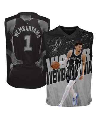 Big Boys' and Girls' Victor Wembanyama Black San Antonio Spurs Icon Play Jersey