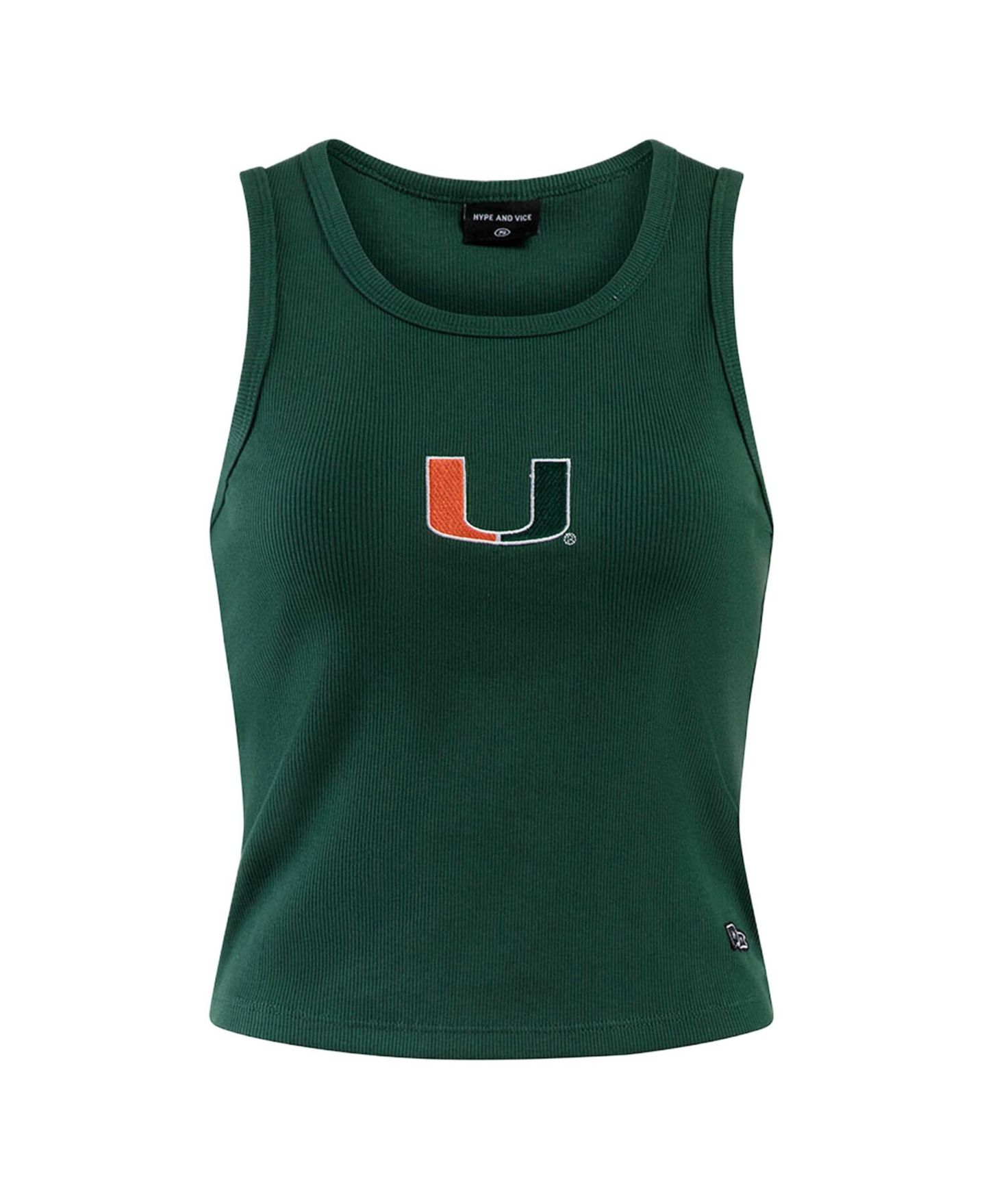 Женский топ Hype And Vice Green Miami Hurricanes Primary Logo Ribbed — фото 3