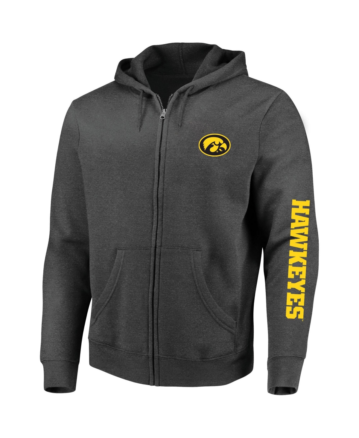 Profile Men's Heather Charcoal Iowa Hawkeyes Big Tall Full-Zip Hoodie - Heather Charcoal