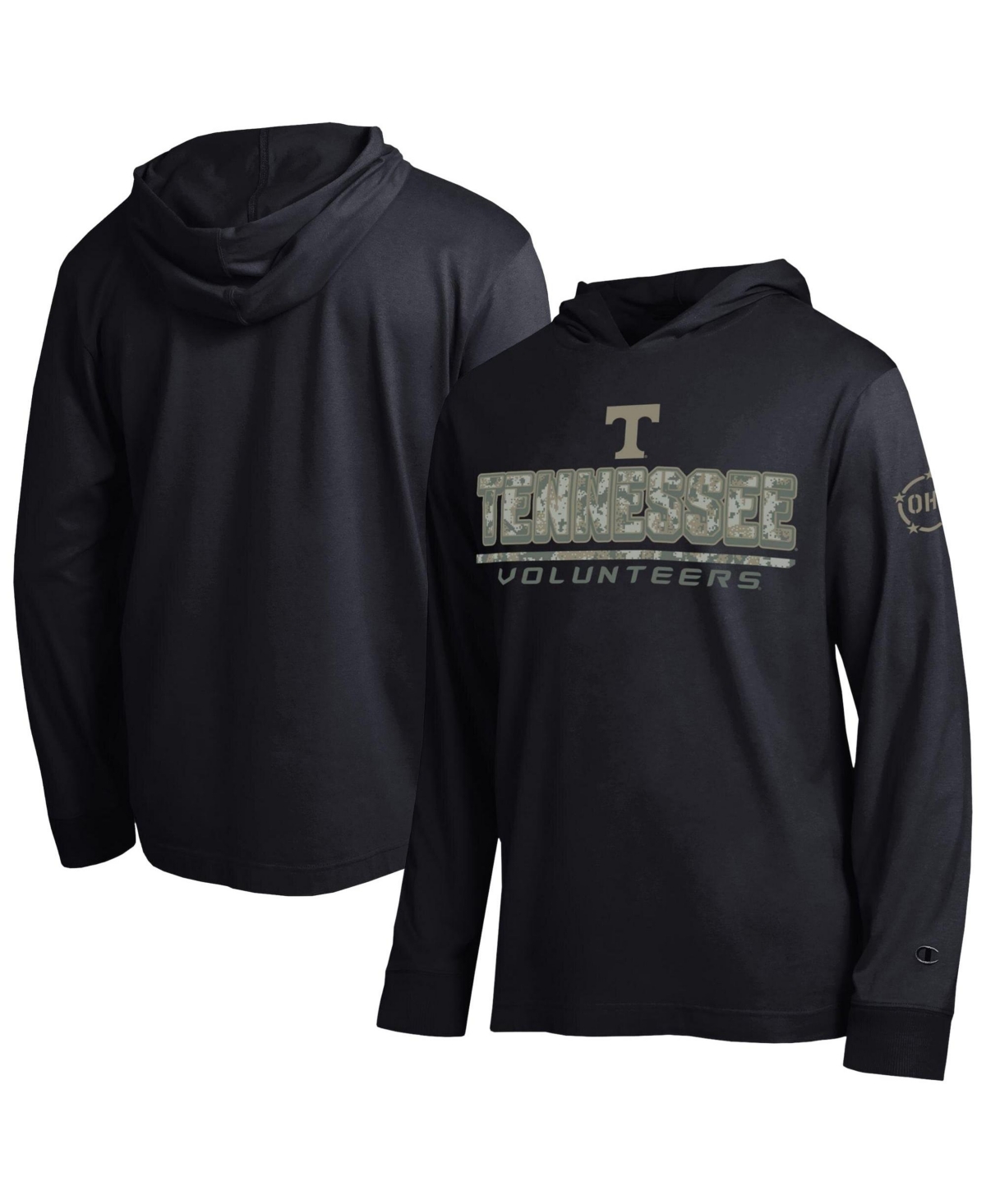 Champion Men's Black Tennessee Volunteers Operation Hat Trick Camo Script Hooded Long-Sleeve T-Shirt - Black