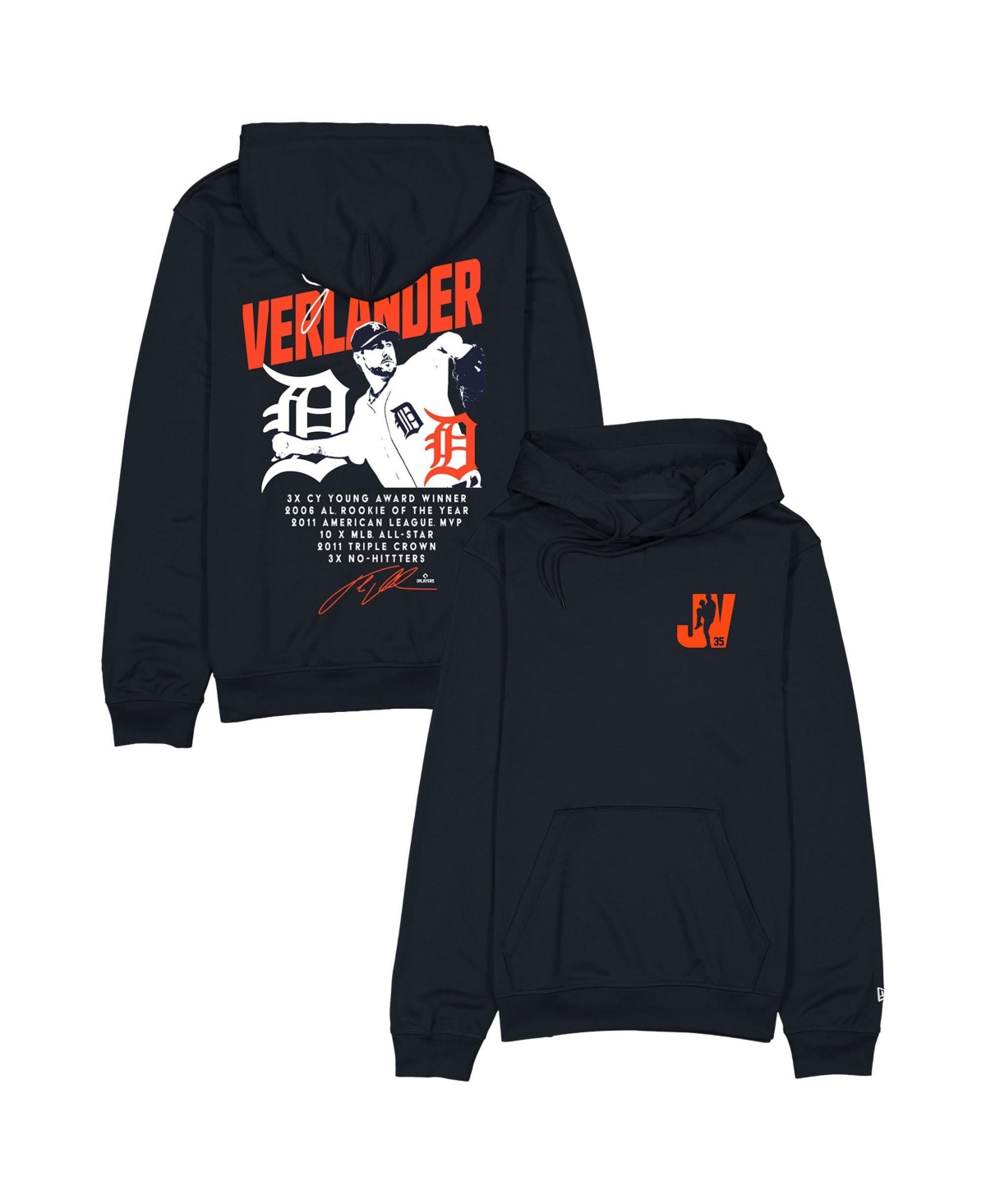 New Era Men's Justin Verlander Navy Detroit Tigers Stats Hoodie - Navy