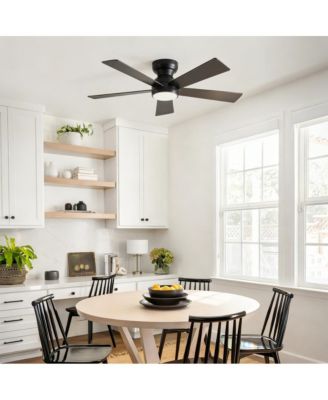 46-in Modern Black Flush Mount Ceiling Fan with LED Light and Remote Control Included 5-Blade