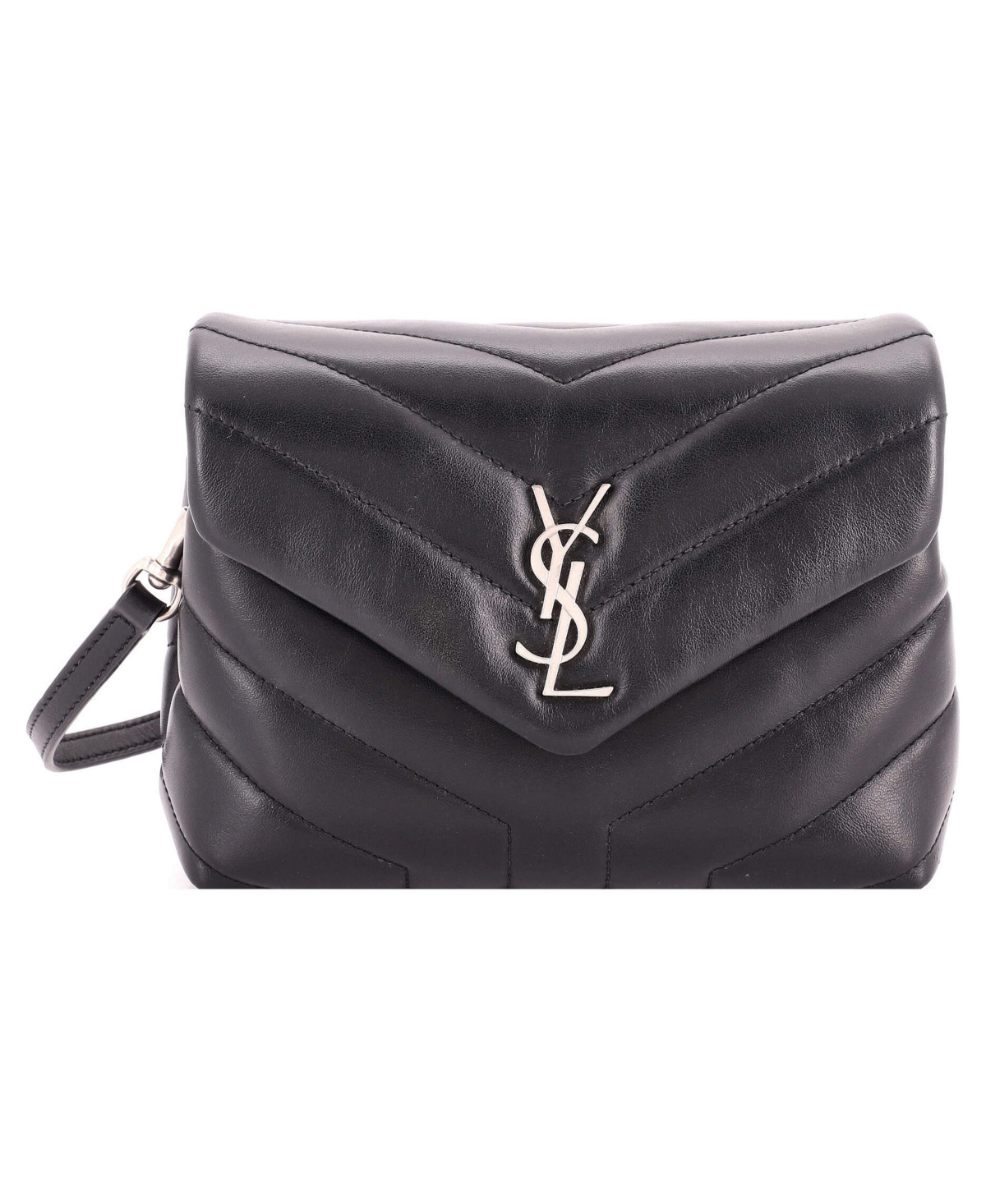 Pre-Owned Saint Laurent Toy Loulou Shoulder Bag Matelasse Chevron Leather - Black