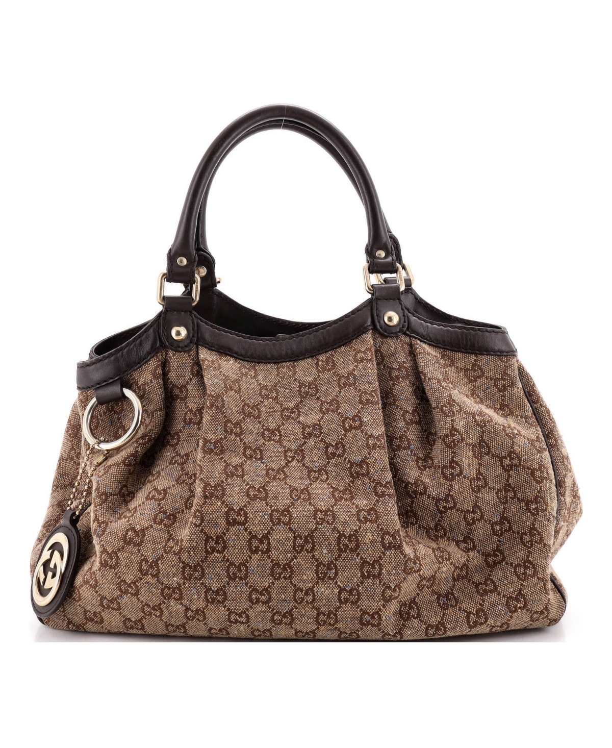 Pre-Owned Gucci Medium Sukey Tote Gg Canvas with Leather - Brown