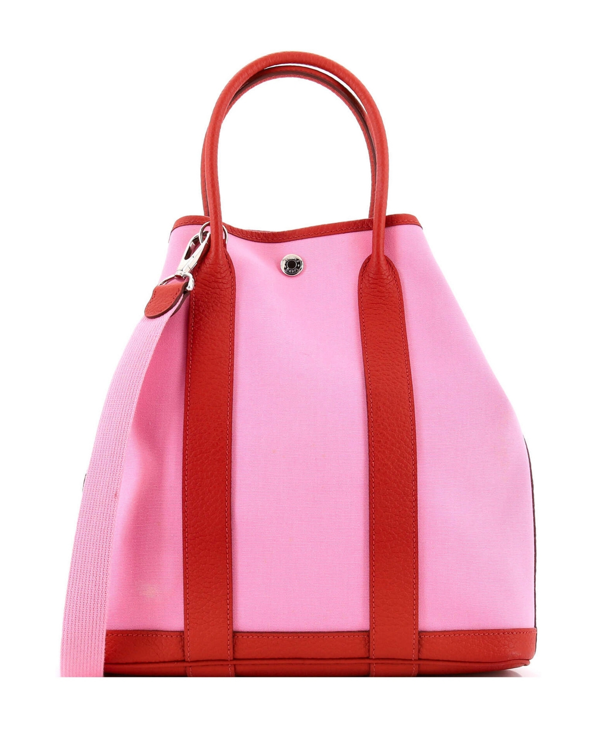 Pre-Owned Hermes 28 Garden File Tote Toile and Leather - Pink