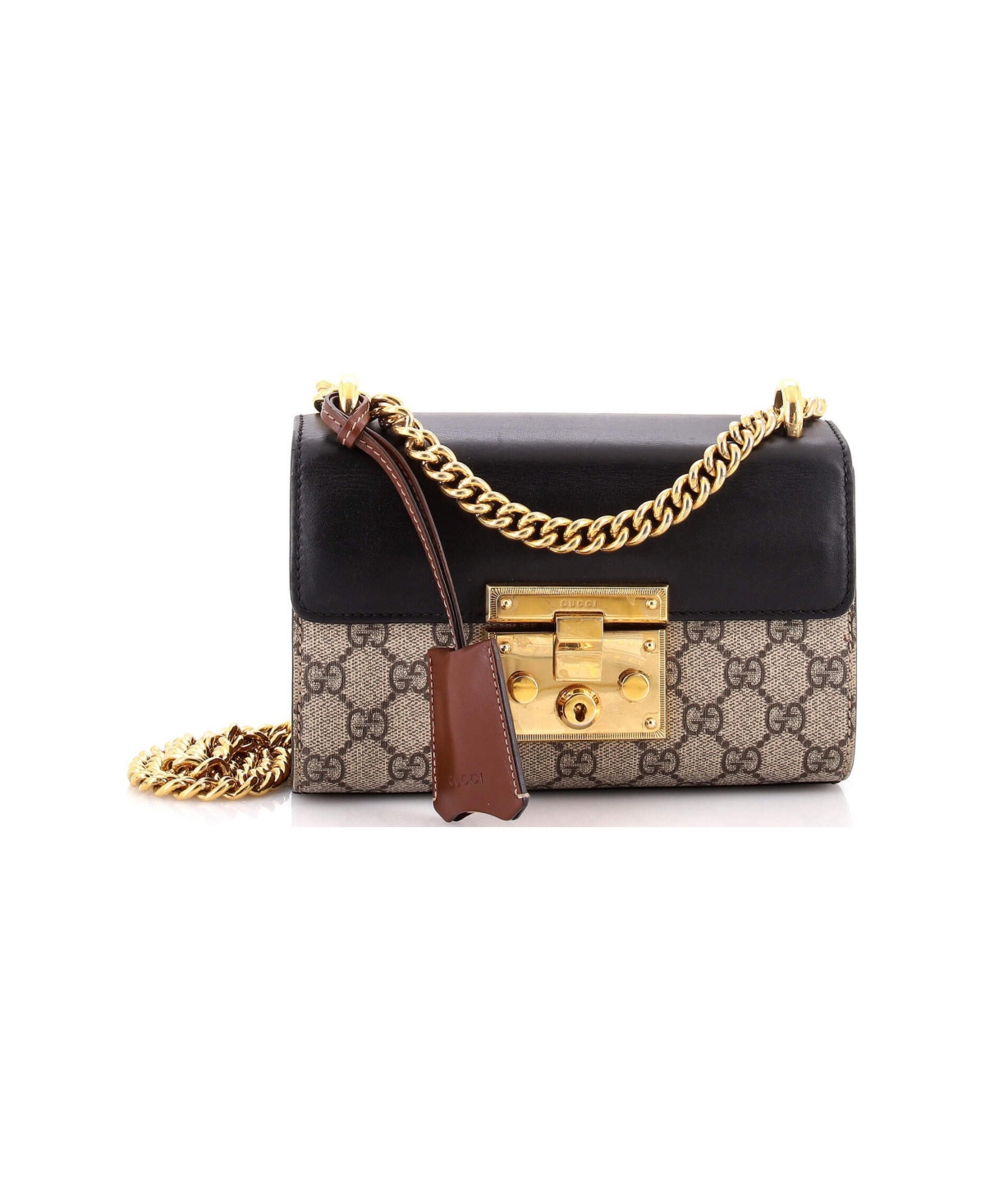 Pre-Owned Gucci Small Padlock Shoulder Bag Gg Coated Canvas and Leather - Black
