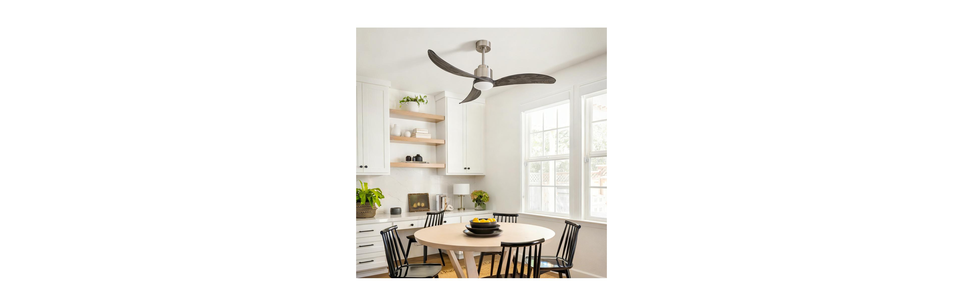 Sofucor 52-in Modern Sand Nickel Downrod Ceiling Fan with Dimmable Led Light and Remote Control Included 3-Blade