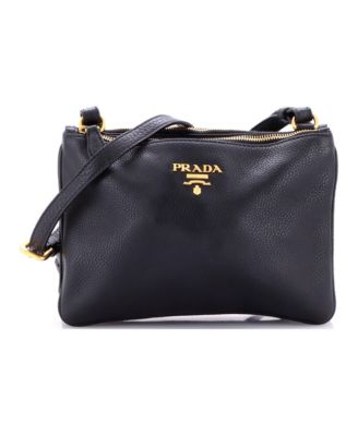 Small Double Zip Crossbody Bag Vitello Daino