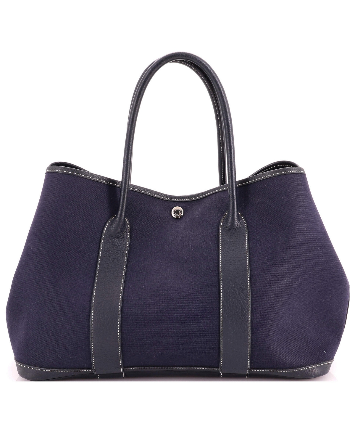 Pre-Owned Hermes 36 Garden Party Tote Toile and Leather - Blue