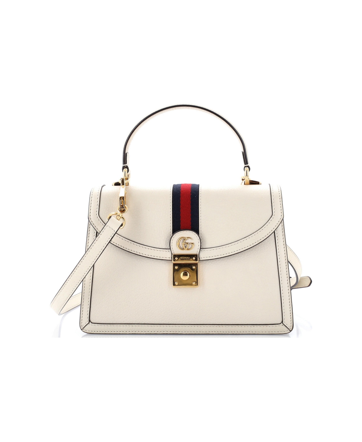 Pre-Owned Gucci Small Ophidia Flap Top Handle Bag Leather - White