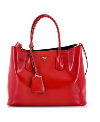 Medium Cuir Double Tote Vernice Saffiano Leather