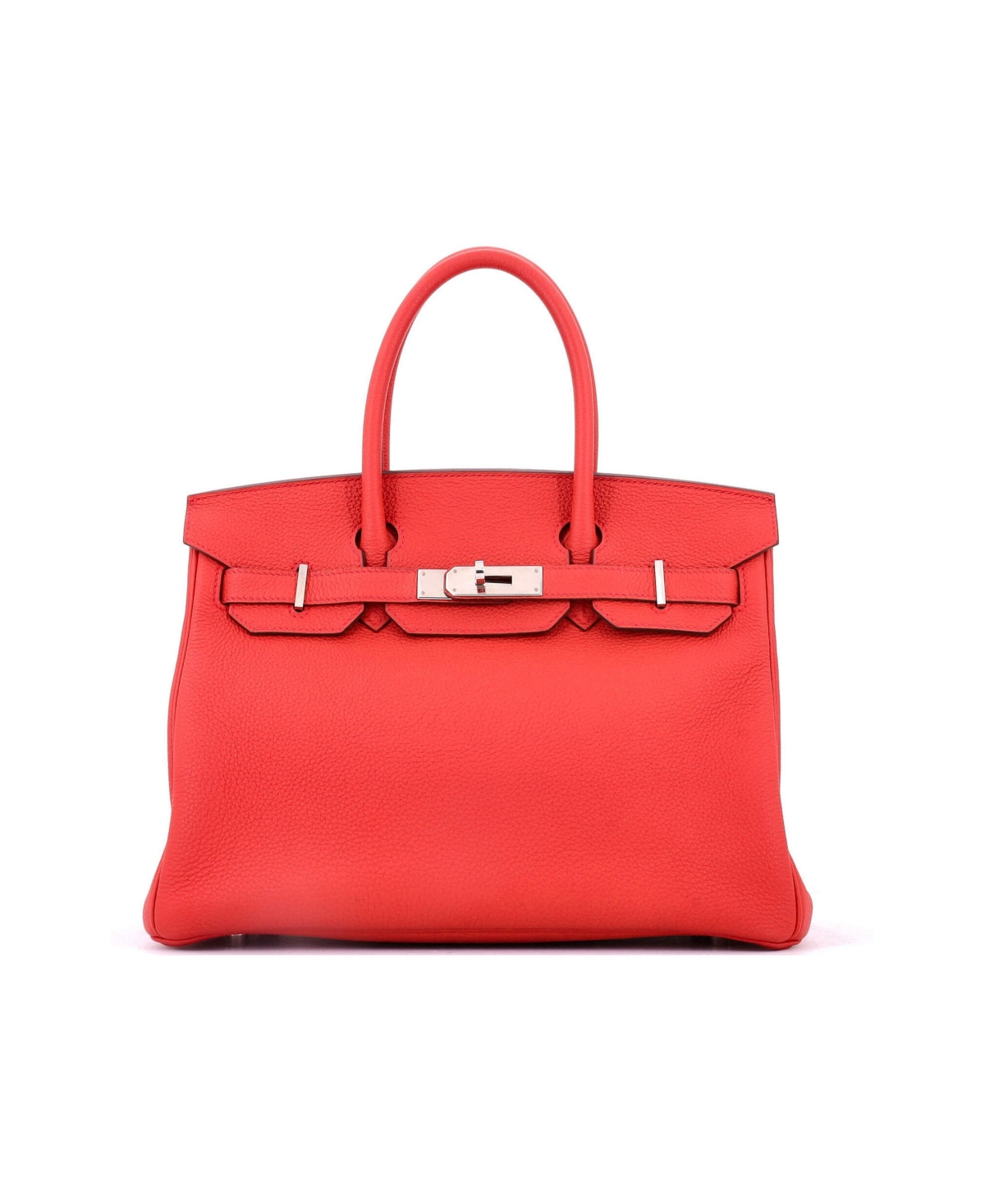 Pre-Owned Hermes Birkin 30 Handbag Red Togo with Palladium Hardware - Red