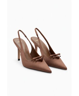 Women's Satin Pointed-Toe Slingback Stiletto Pumps