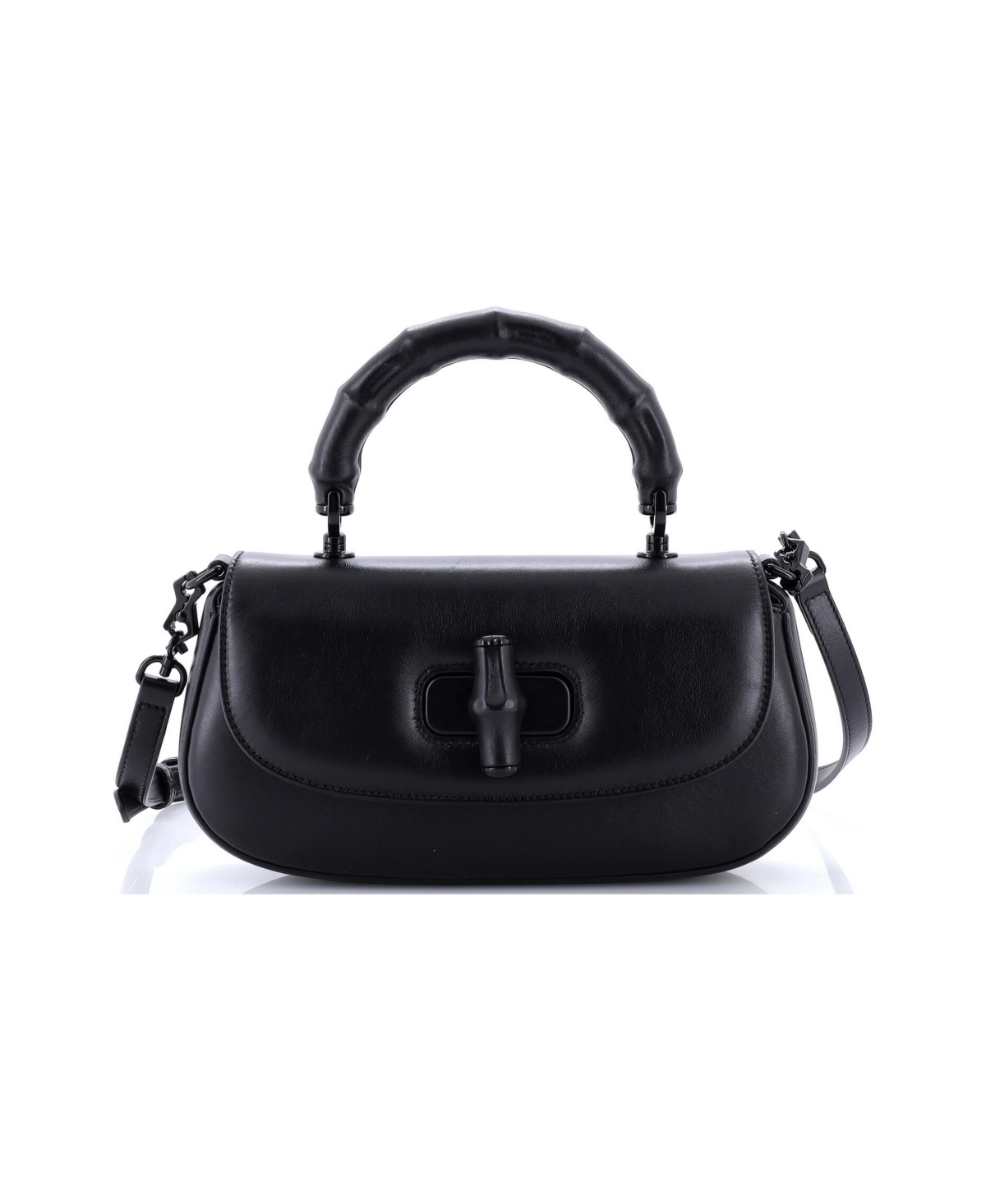Pre-Owned Gucci Medium Bamboo Diva Top Handle Bag Leather - Black