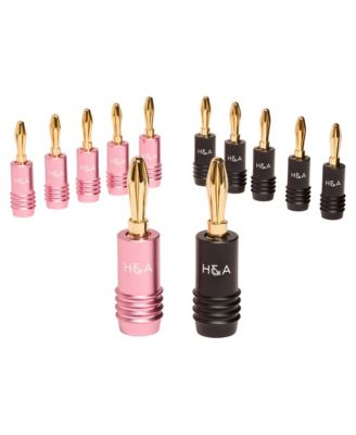 HA-BP-6P 24k Gold Plating Speaker Connector Banana Plugs, 6 Pairs