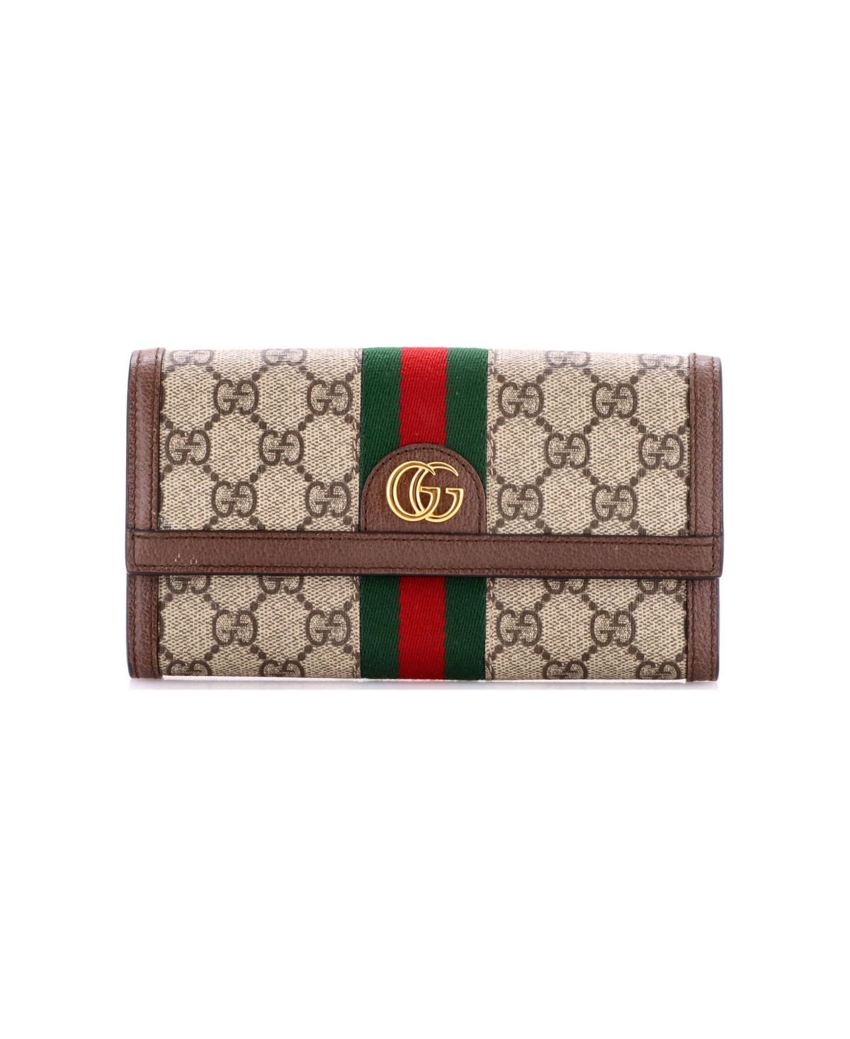 Pre-Owned Gucci Ophidia Continental Wallet Gg Coated Canvas - Brown