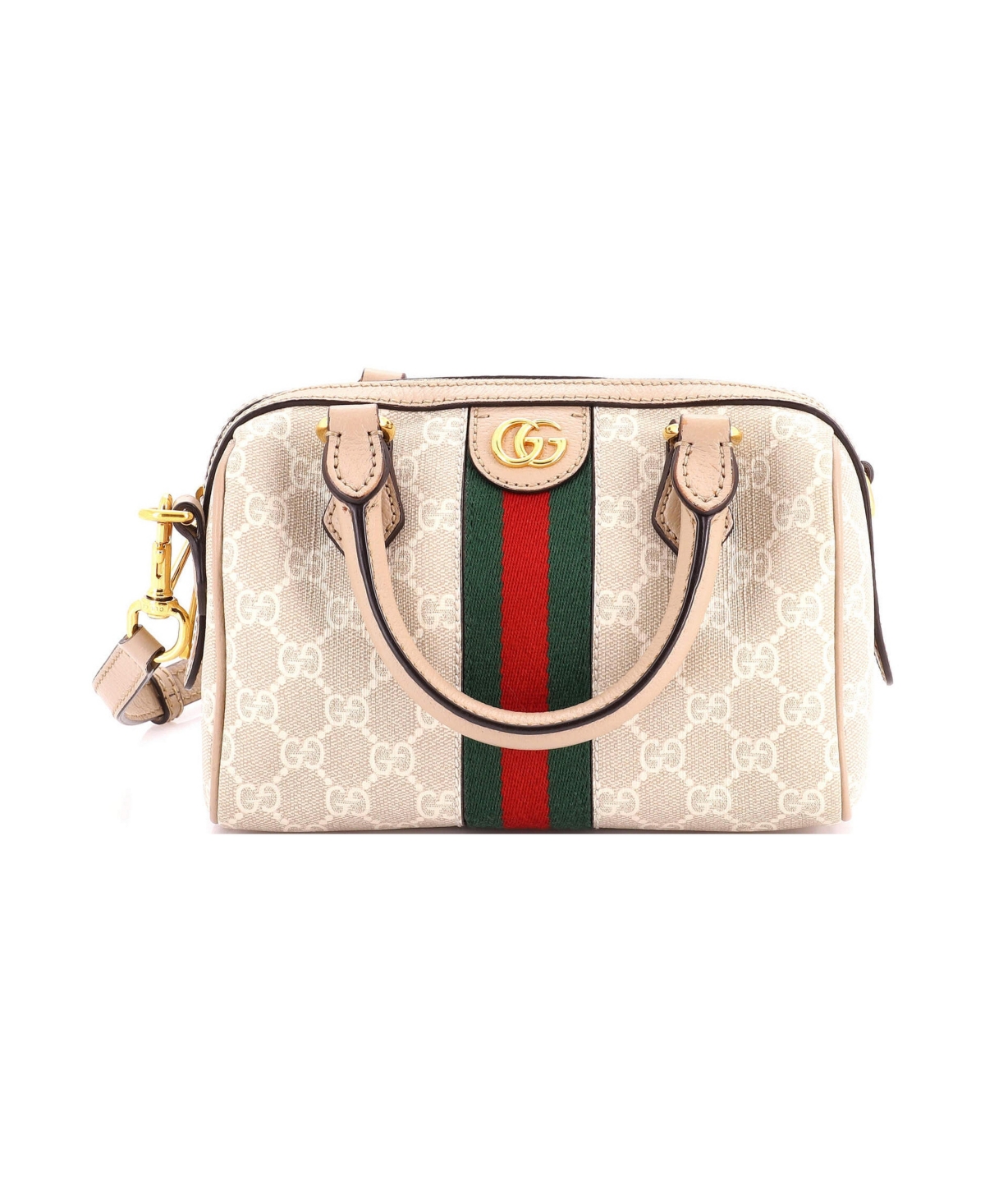 Pre-Owned Gucci Mini Ophidia Convertible Boston Bag Gg Coated Canvas - Natural