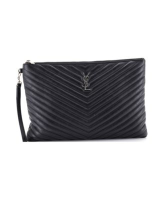 Large Classic Monogram Wristlet Pouch Matelasse Chevron Leather