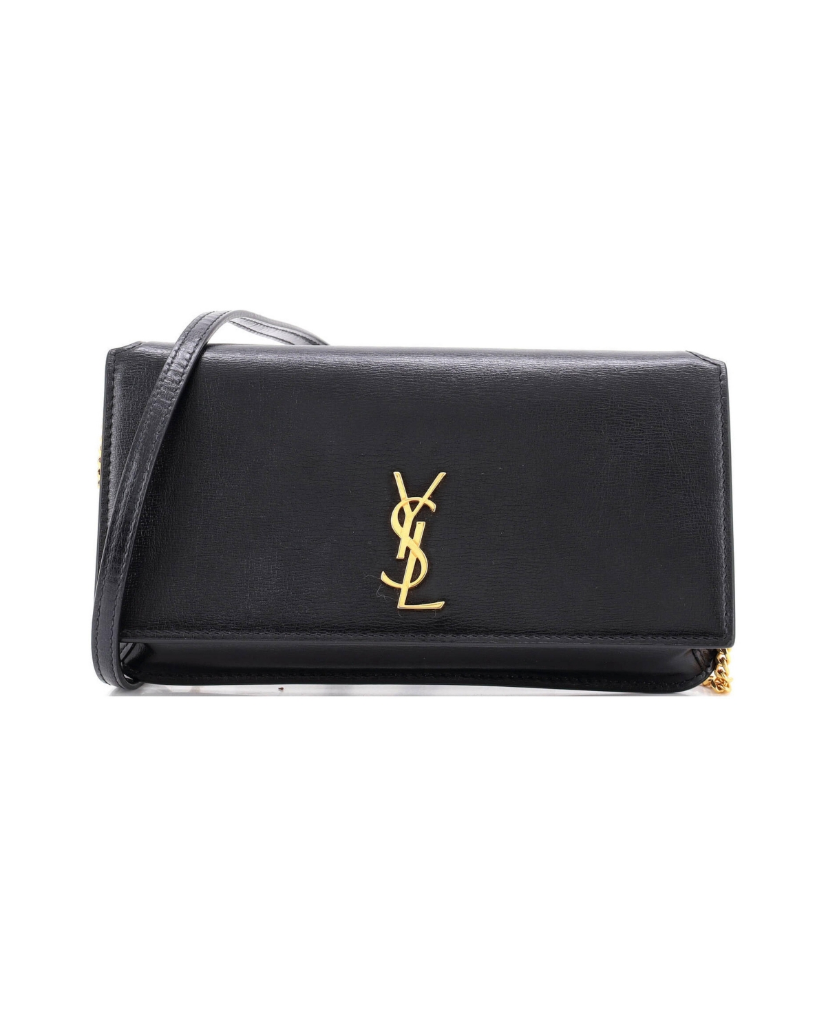 Pre-Owned Saint Laurent Classic Monogram Phone Holder Shoulder Bag Leather - Black