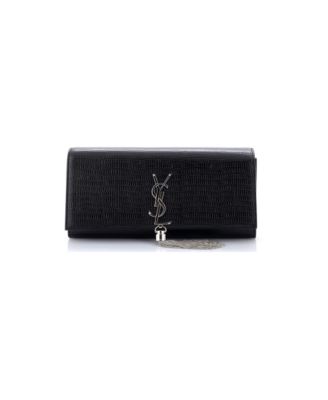 Long Classic Monogram Tassel Clutch Embossed Leather
