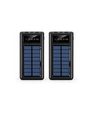 SolarSync Solar Portable Power Bank, 2-Pack [Compatible with USB, Lightning, Type-C, and Micro]