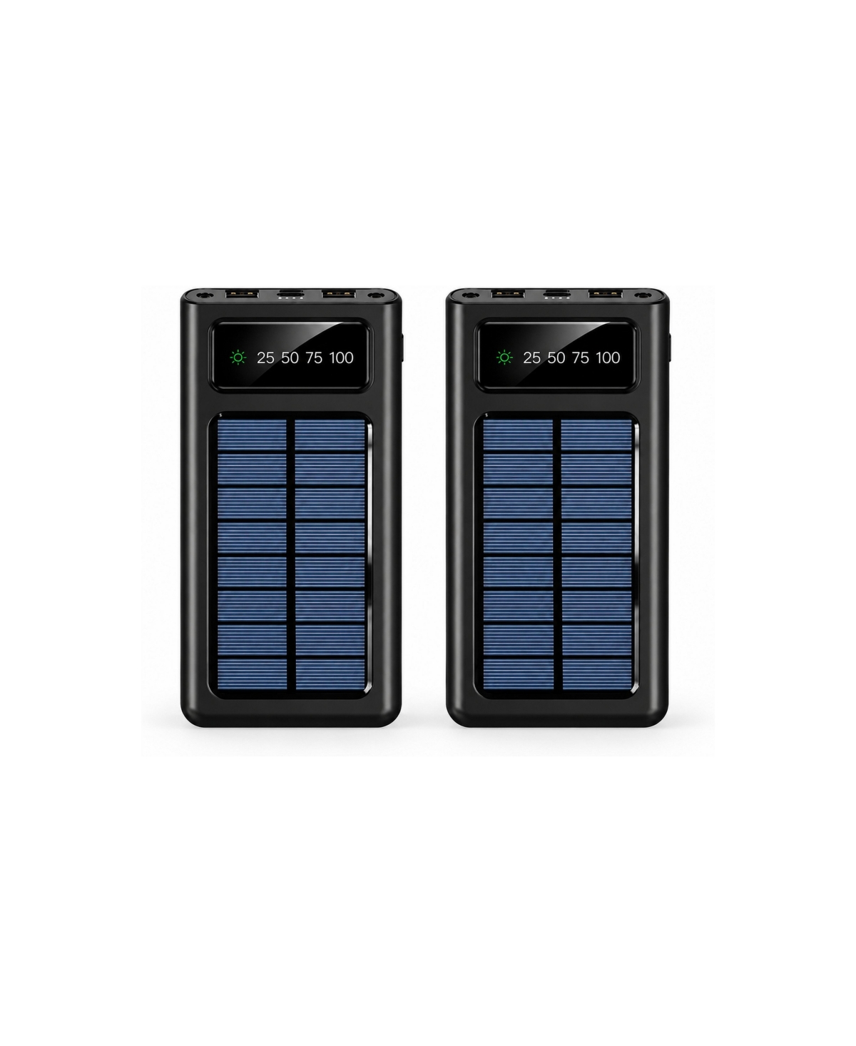 Pursonic SolarSync Solar Portable Power Bank, 2-Pack [Compatible with Usb, Lightning, Type-c, and Micro] - White