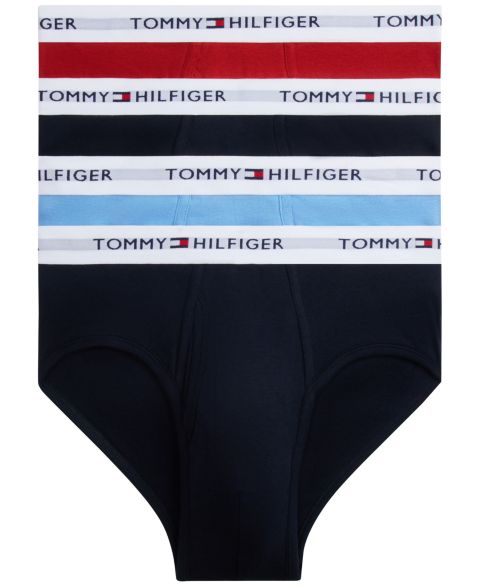 Трусы-брифы Moisture-Wicking для мужчин, хлопок, 4 шт. — Tommy Hilfiger, цвет: Синий / Красный