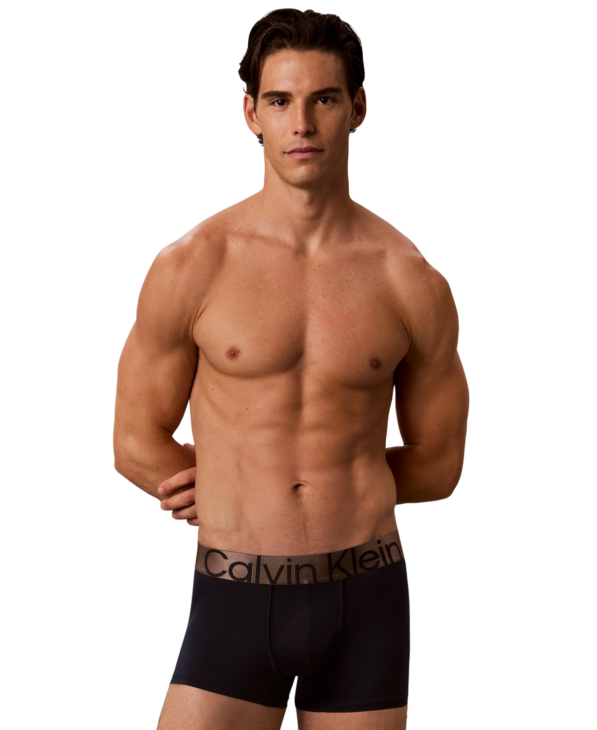 Calvin Klein Men's Brushed Microfiber Stretch Bronze Low Rise Trunk - Blue - L