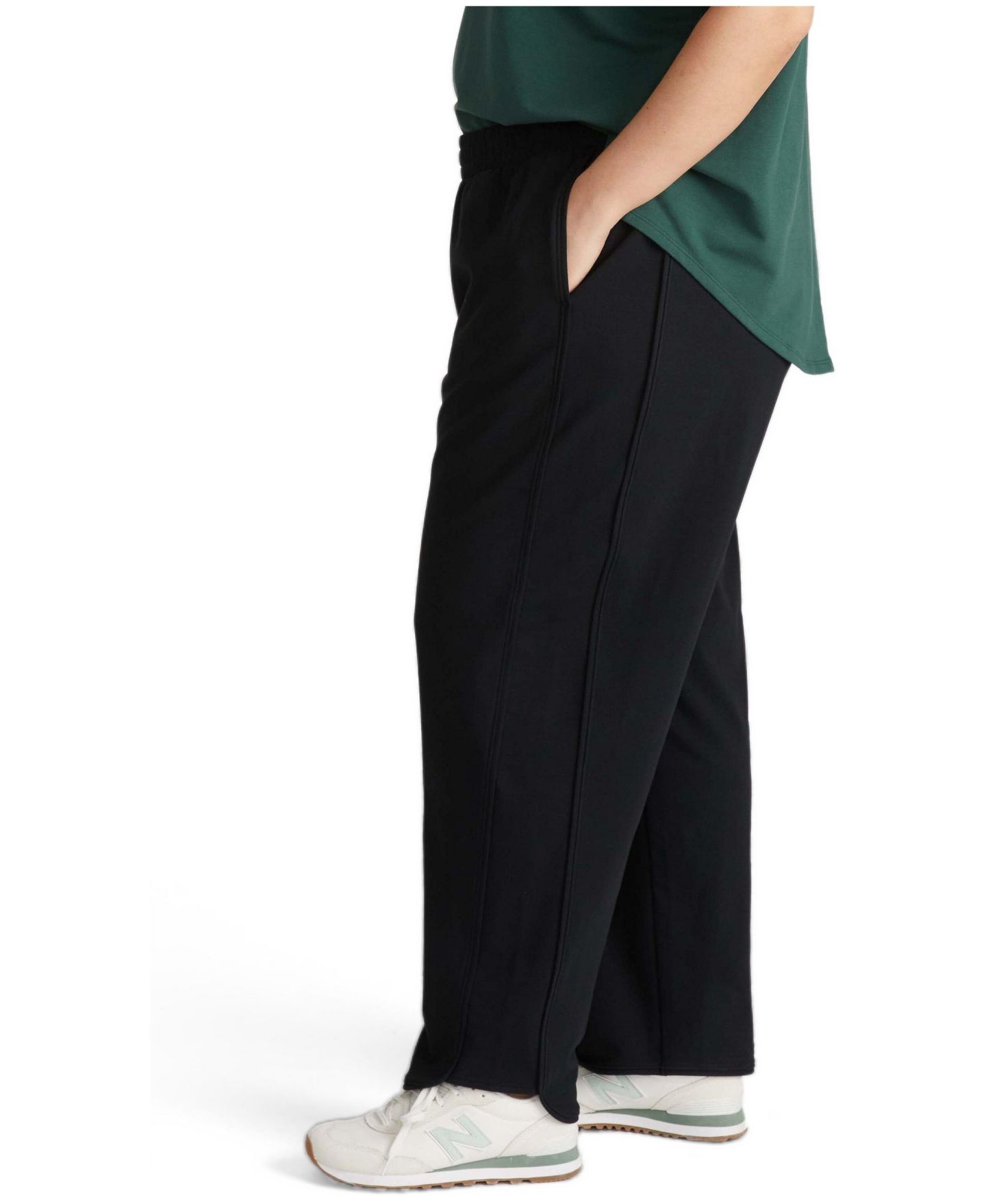 Женские брюки Universal Standard Plus Size Challenger Pull-On French Terry Straight-Leg, цвет: Чёрный — фото 3