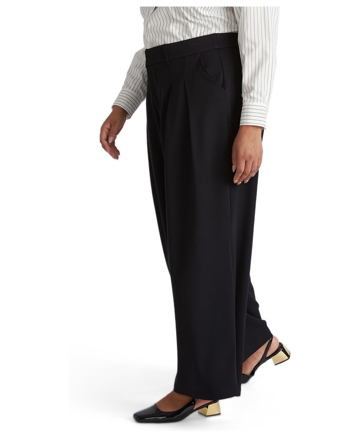 Женские брюки Universal Standard Plus Size All Day Palais Wide Leg, цвет: Чёрный — фото 2
