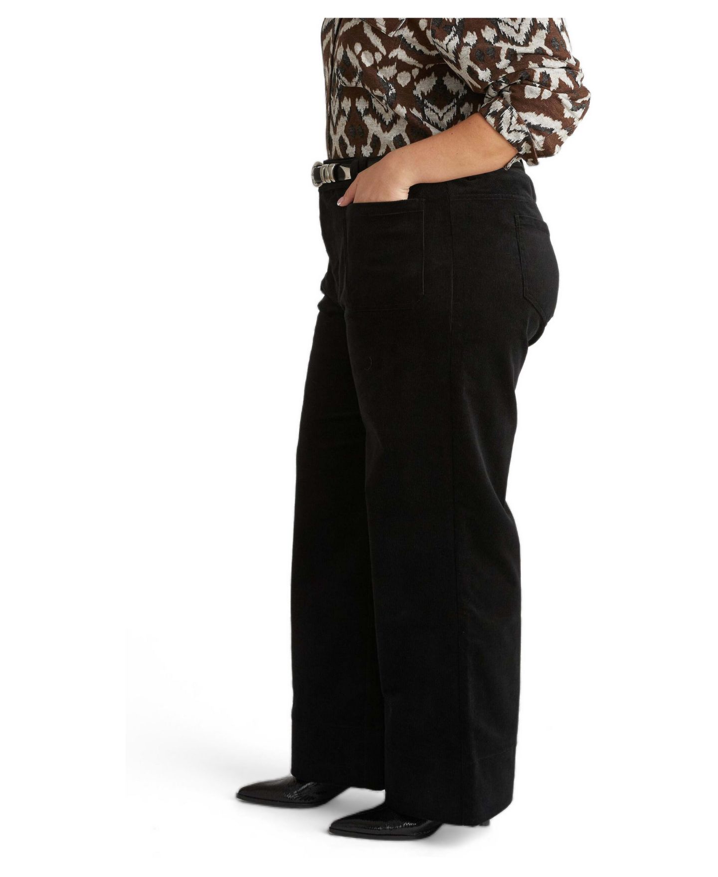 Женские брюки Universal Standard Claudia High-Rise Wide-Leg Corduroy, цвет: Чёрный — фото 3