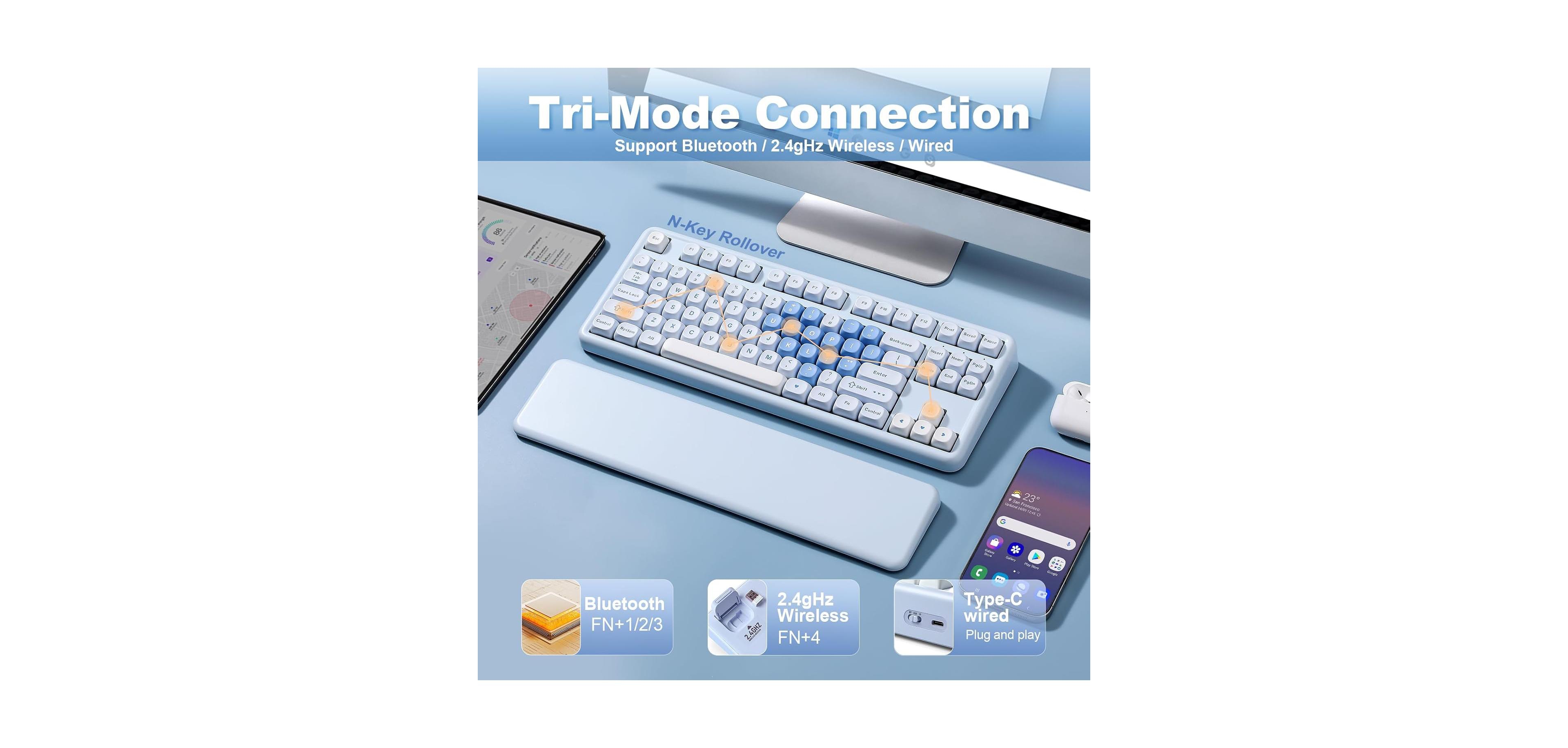 memzuoix B87 Wireless Tenkeyless Hot-Swappable Mechanical Keyboard for Windows and Mac