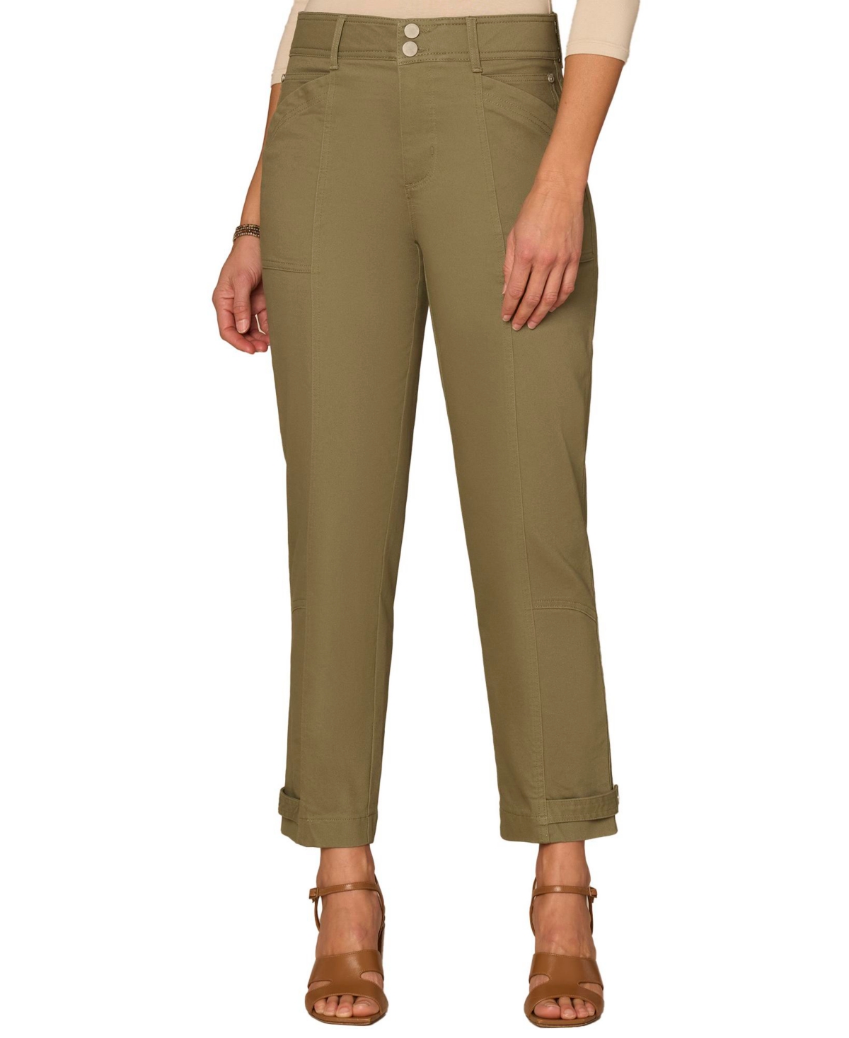 Democracy Plus Size AbSolution High-Rise Utility Ankle Pants - Lily Pad