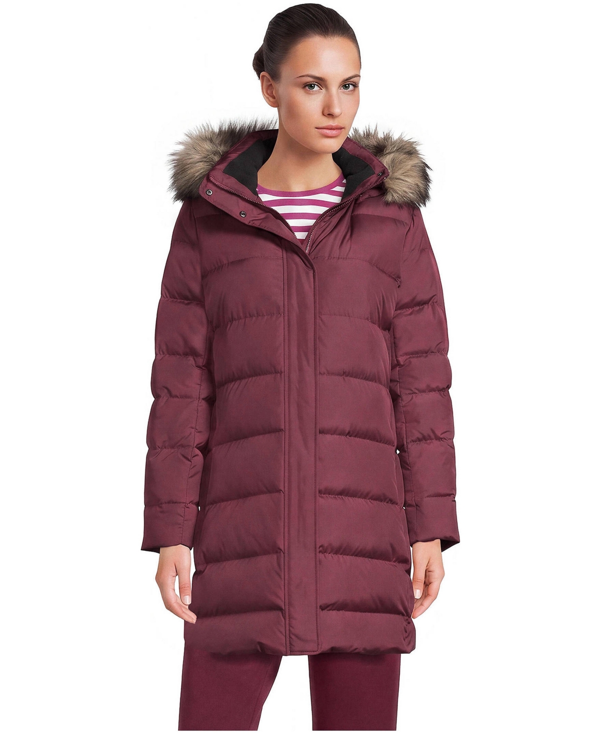 Lands' End Women's Max 600 Down Puffer Coat - Rich burgundy