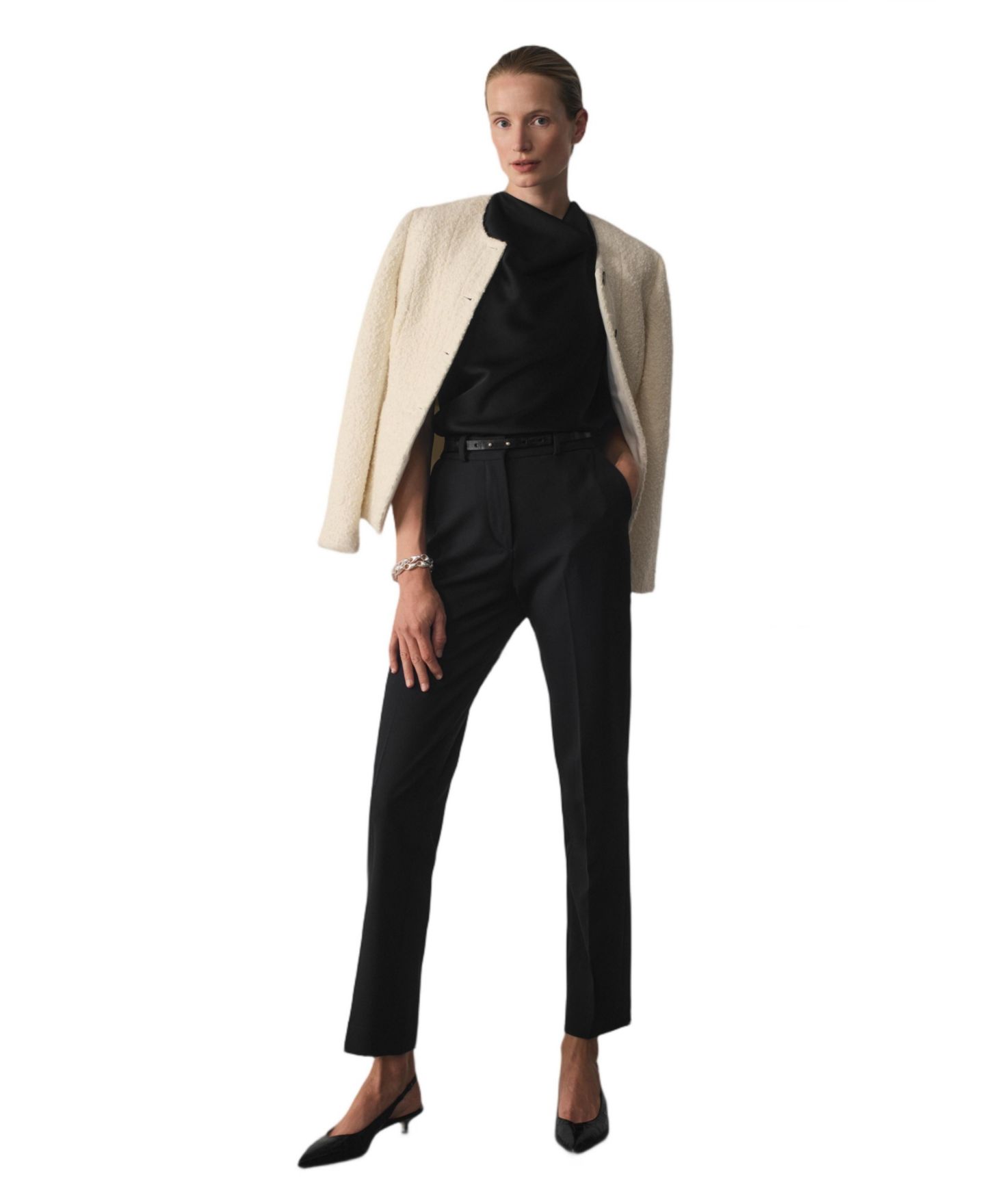 Женские брюки The Fold Livara Slim-Fit Wool-Blend Ankle-Length, цвет: Чёрный — фото 4