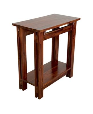 24" Rectangle Wood Narrow Recliner Table with Shelf