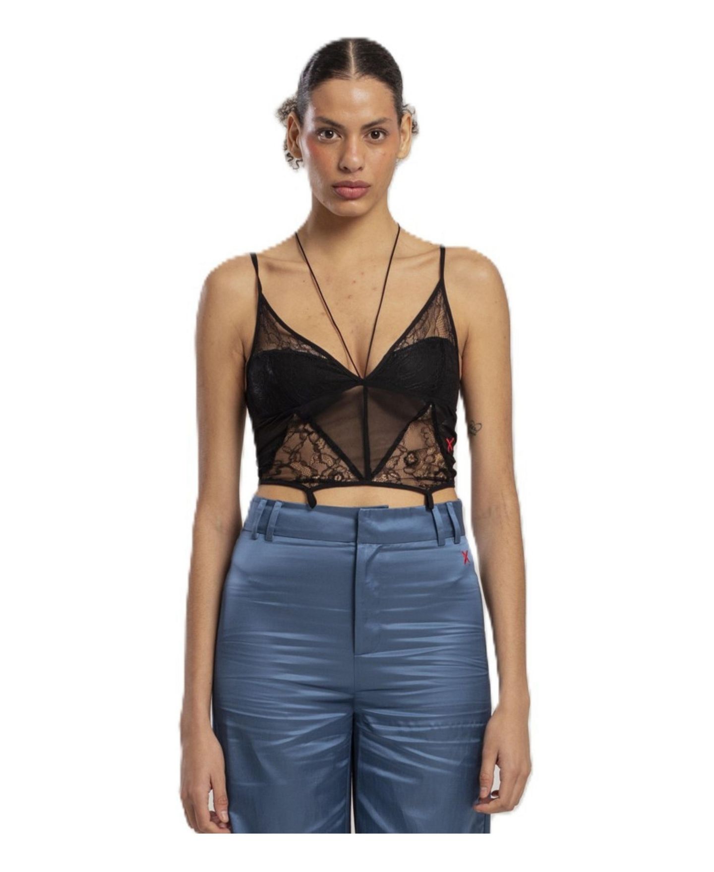 Женский топ PCFG Free Heaven Floral-Print Fitted Cropped Lace — фото 1