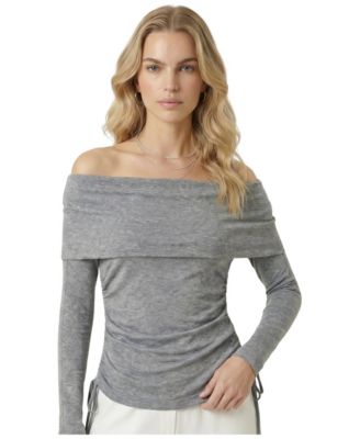 Women's Off-Shoulder Long-Sleeve Ruched Top