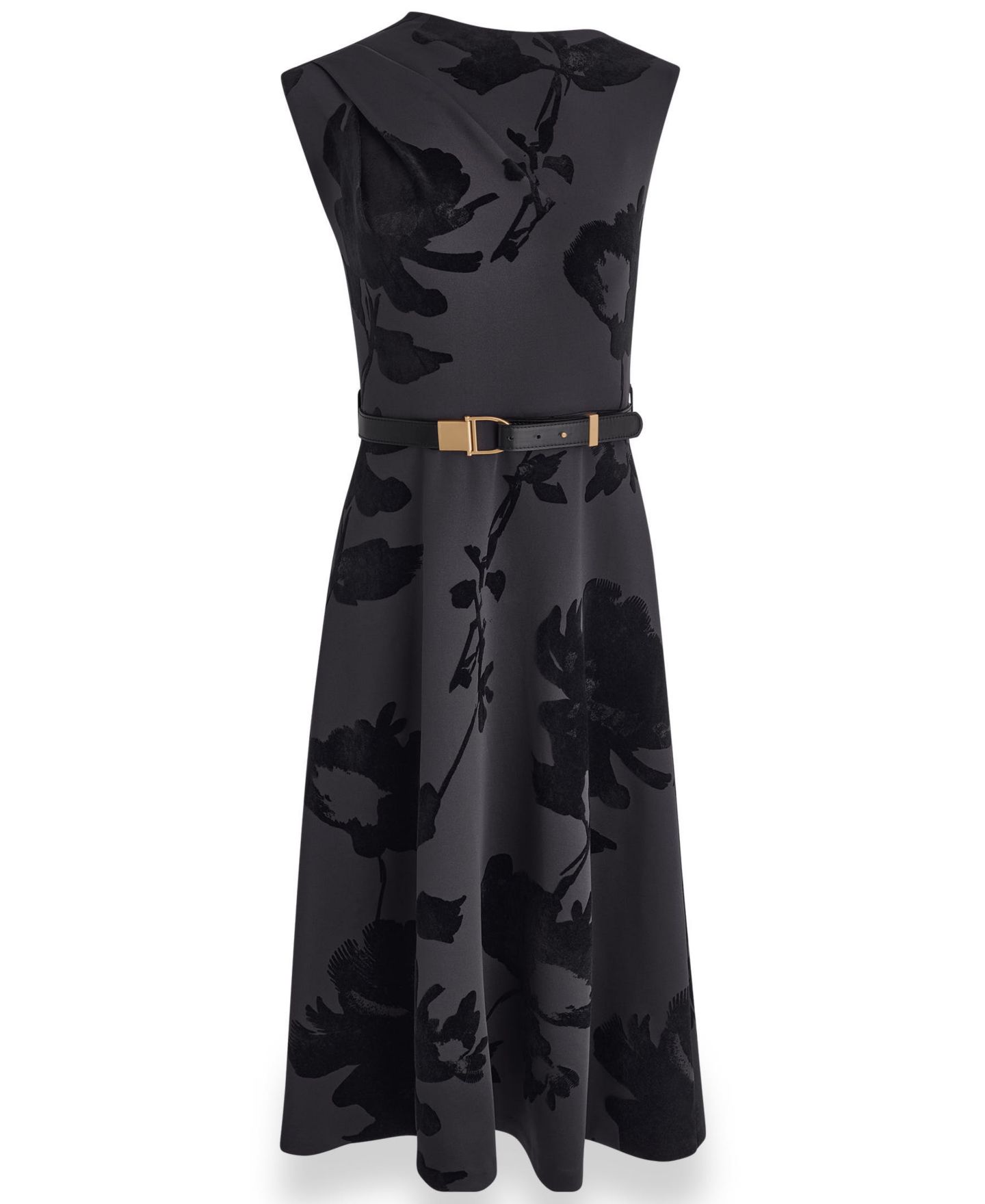 Женское платье Donna Karan New York Floral-Print Sleeveless Fit & Flare, цвет: Чёрный — фото 3