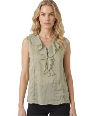 Women's Ruffle V-Neck Sleeveless Blouse