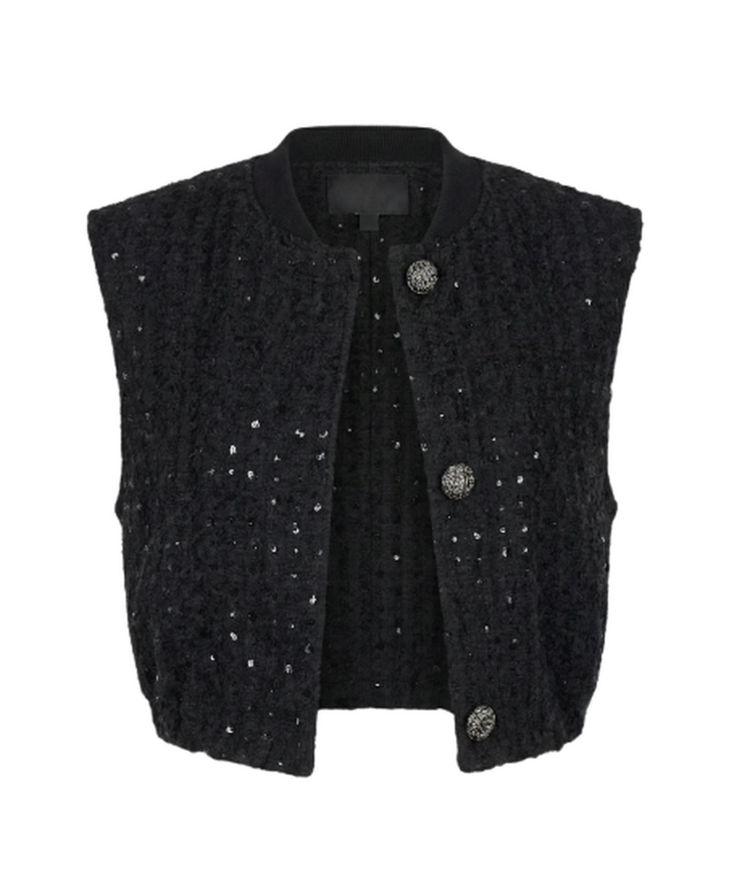 Женский жилет Modenaire Sequin Button-Front Structured, цвет: Чёрный — фото 3
