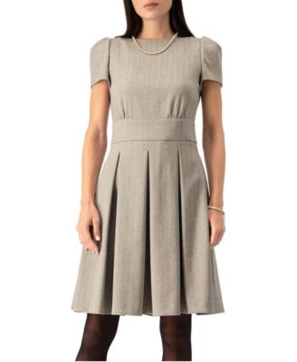 Women's Pleated Cap-Sleeve Dress