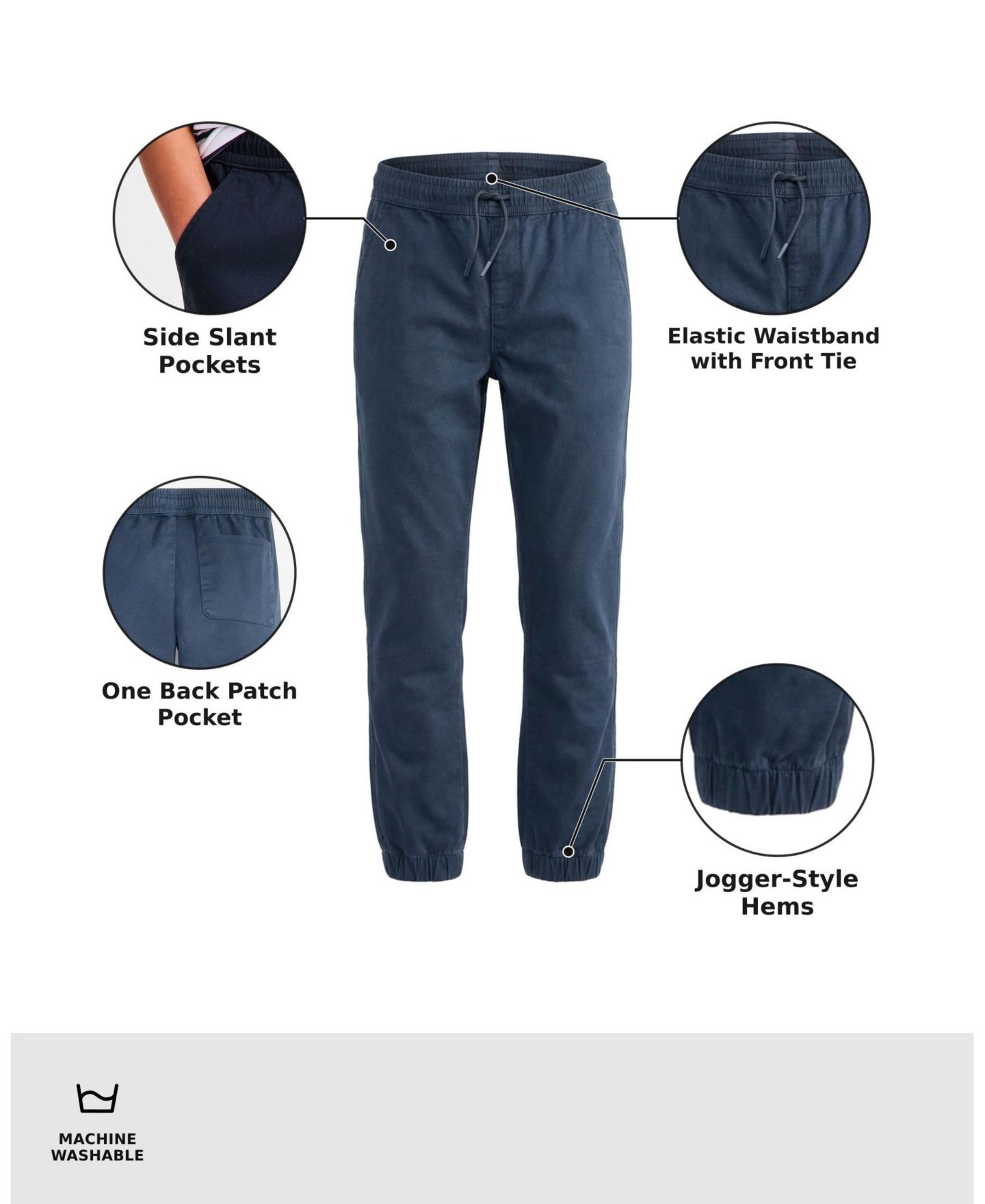 Брюки Epic Threads Twill Jogger для мальчиков, цвет: Глубокий чёрный — фото 5