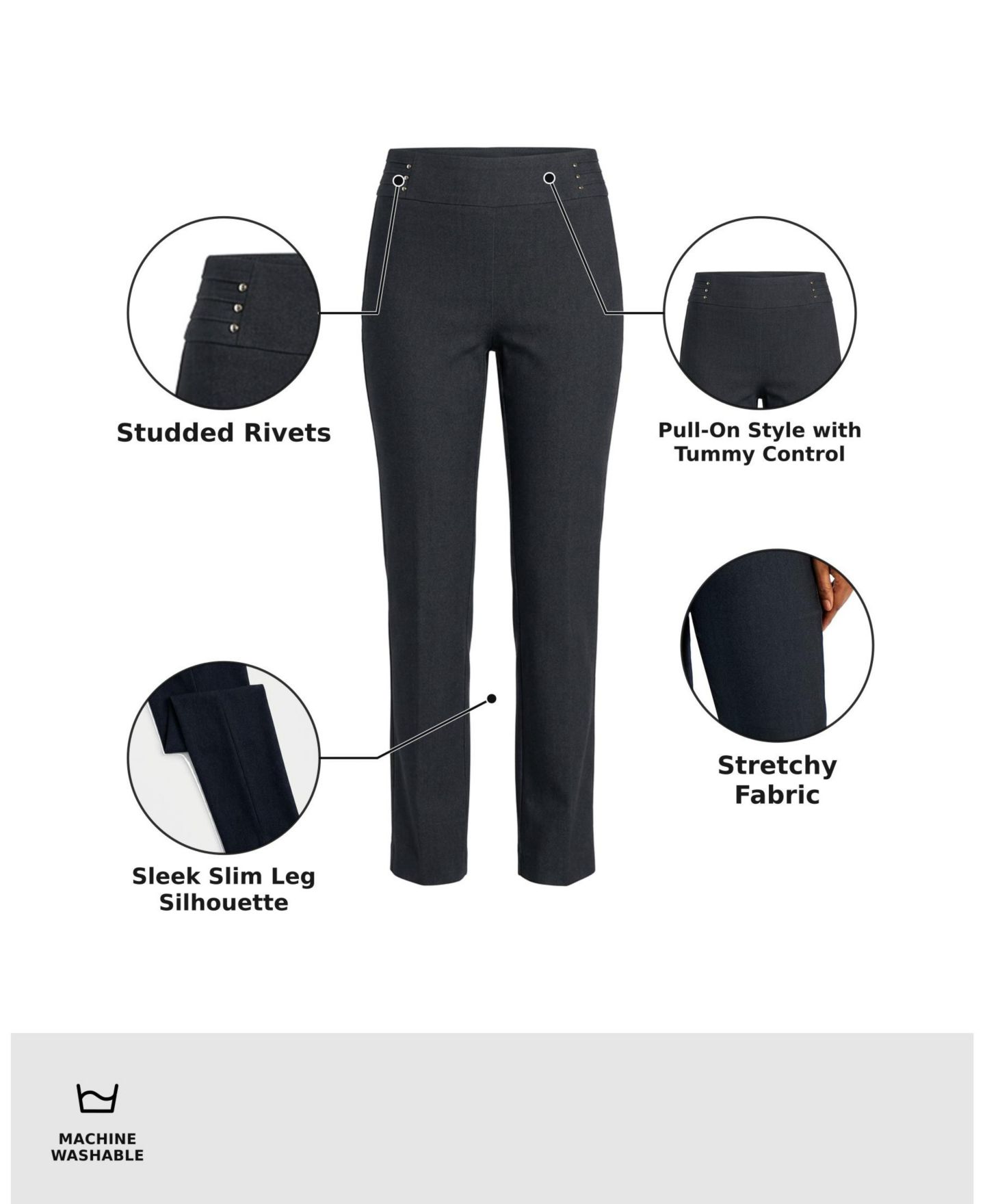 Женские брюки JM Collection Petite Studded-Rivet Slim-Leg Pants, Petite & Petite Short, цвет: Вишнёвый — фото 4