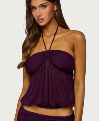 Women's Lorine Halter Bubble Open-Back Top